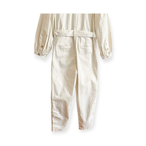 New with tag, J.Crew Puff-sleeve chino jumpsuit, Ivory, Size 2 - Picture 8 of 16